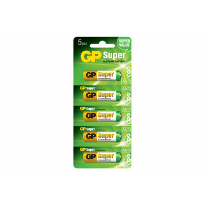 Батарейка блистер 5шт. GP SUPER ALKALINE 1.5V 15A-UR5 лужна, LR6, AA